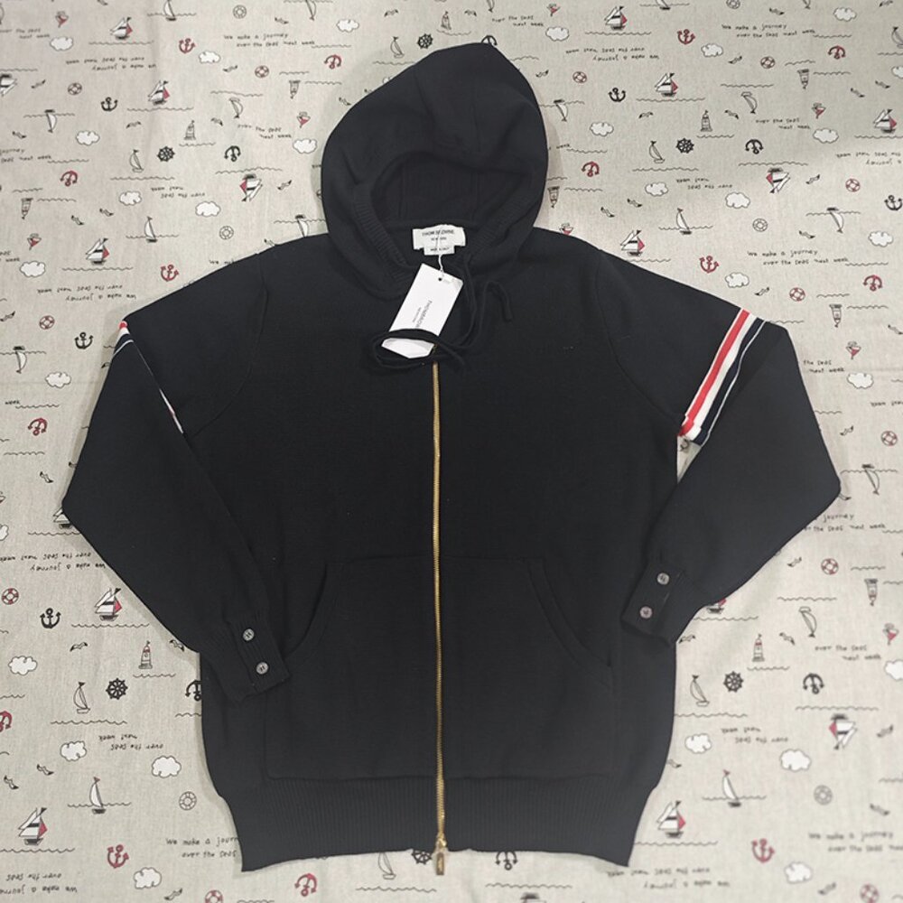 Thom Browne Hooded Zip-Up Knit Jacket